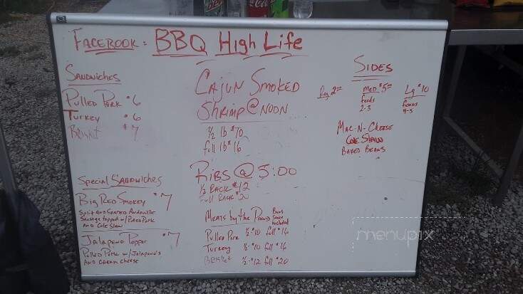 BBQ High Life - Goshen, OH menu_pic