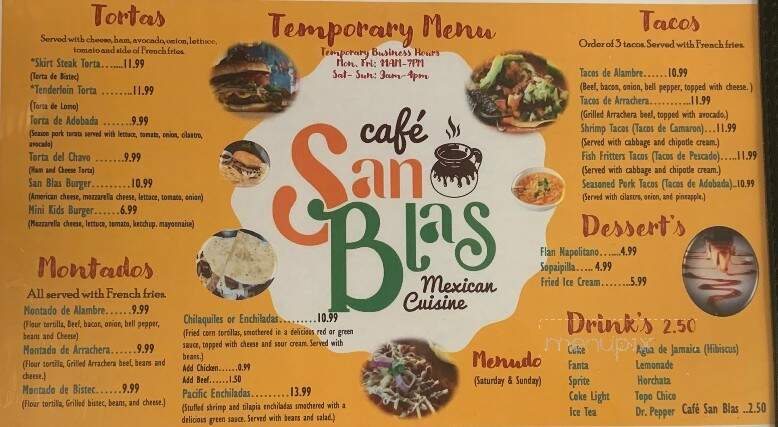 Cafe San Blas - Odessa, TX menu_pic