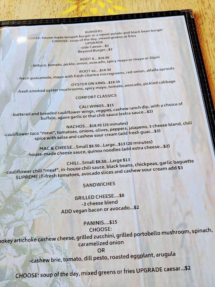 Root 8 - Lincoln, ON menu_pic
