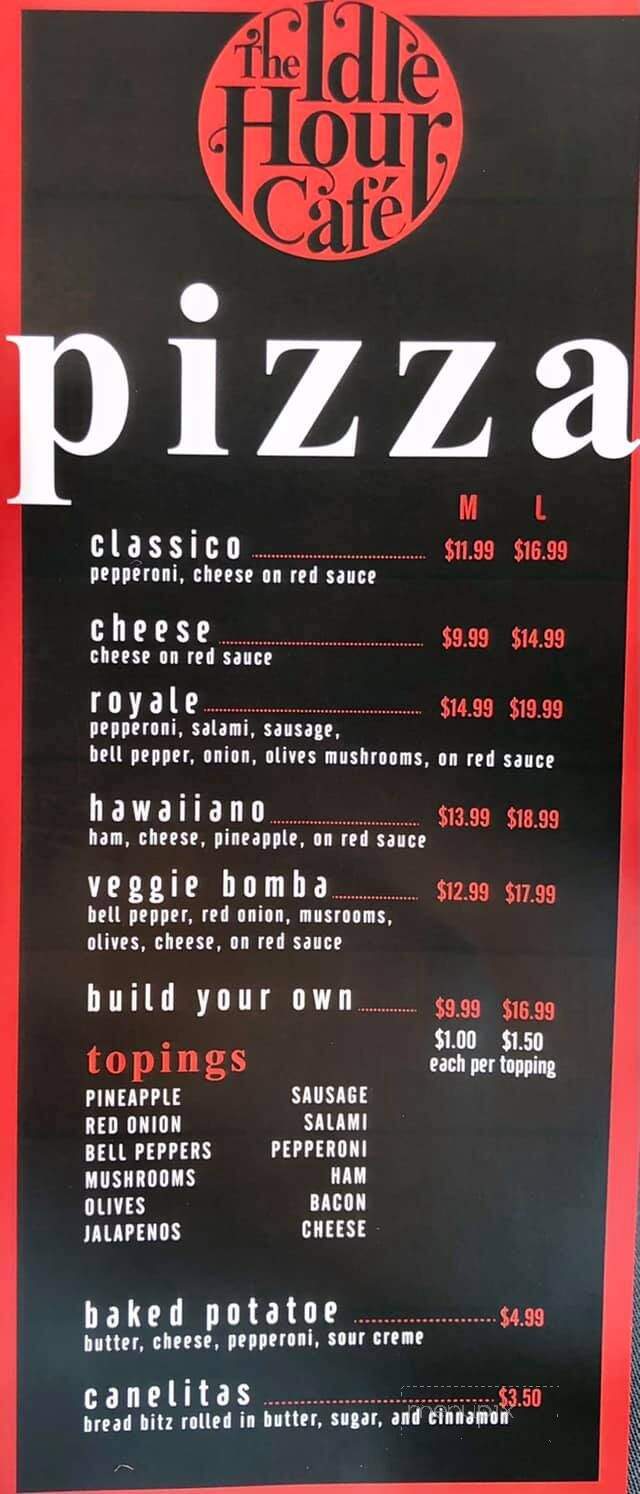 The Idle Hour Cafe - Pajaro, CA menu_pic