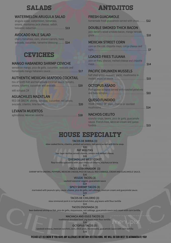 Cielito NYC - Astoria, NY menu_pic