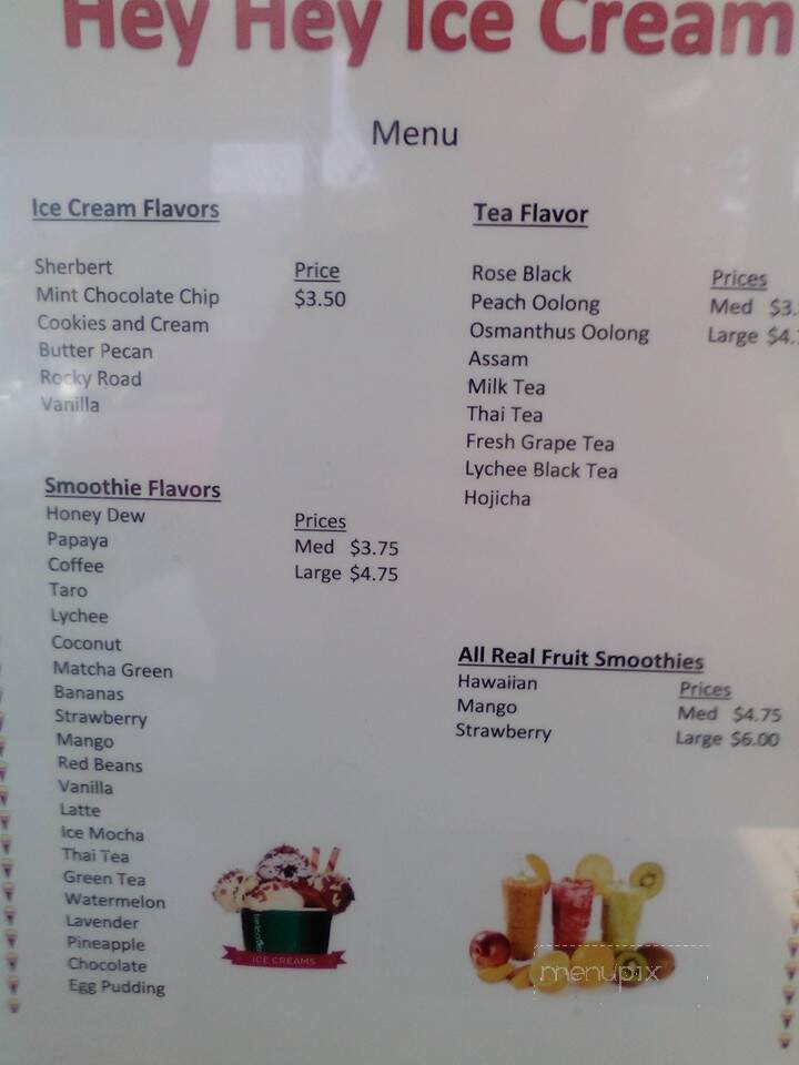 Hey Hey Ice Cream - Yuba City, CA menu_pic