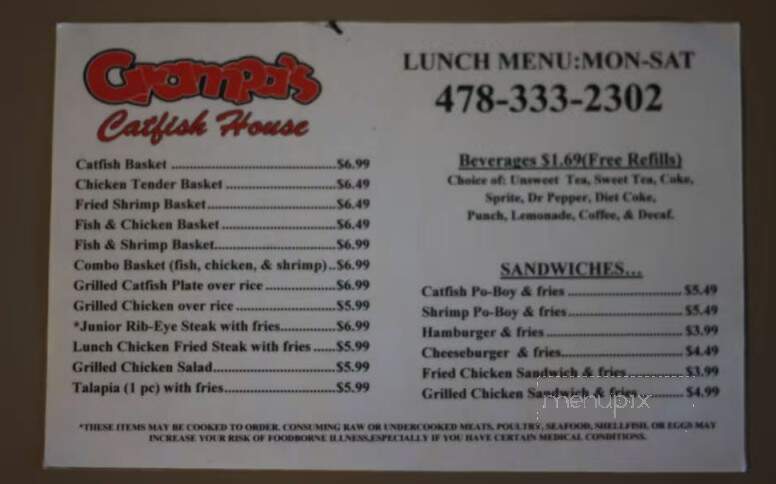Grandpas Catfish House - Warner Robins, GA menu_pic