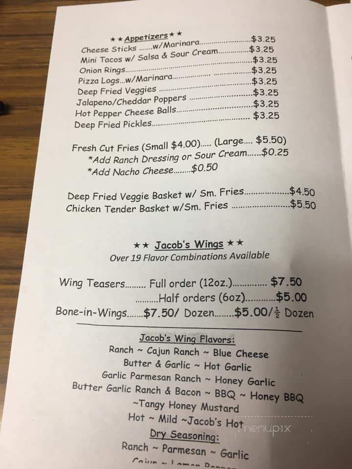 Jacob's Gable Inn - Jamestown, PA menu_pic