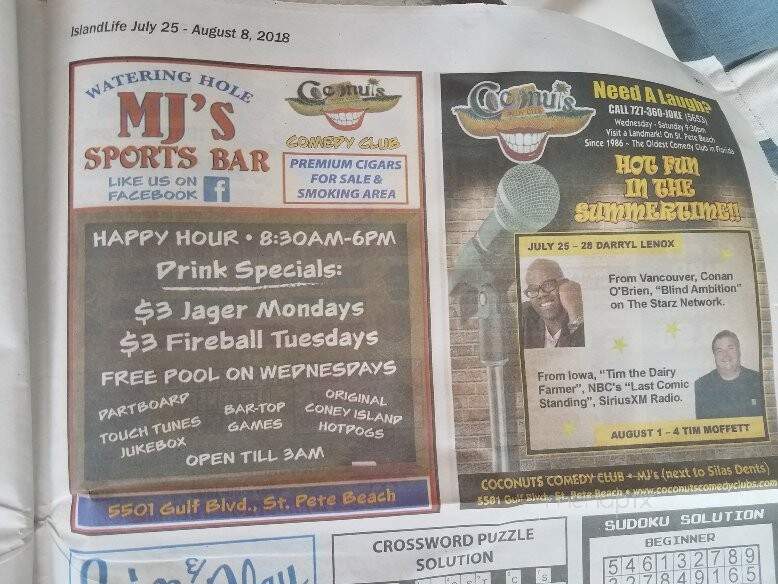 M J's Watering Hole-Cny Islnd - St Pete Beach, FL menu_pic