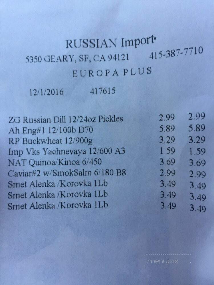 Europa Plus/Russian Imports - San Francisco, CA