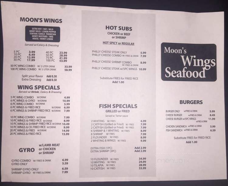Moon Wing Seafood - Macon, GA menu_pic