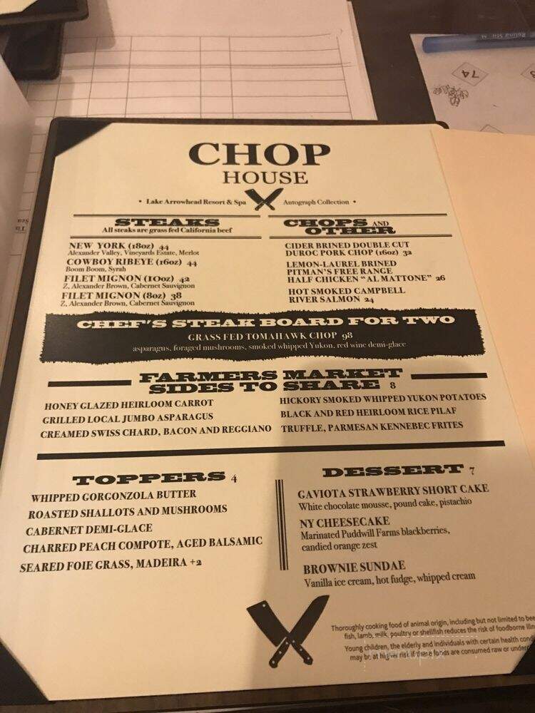 Bin 189 - Lake Arrowhead, CA menu_pic
