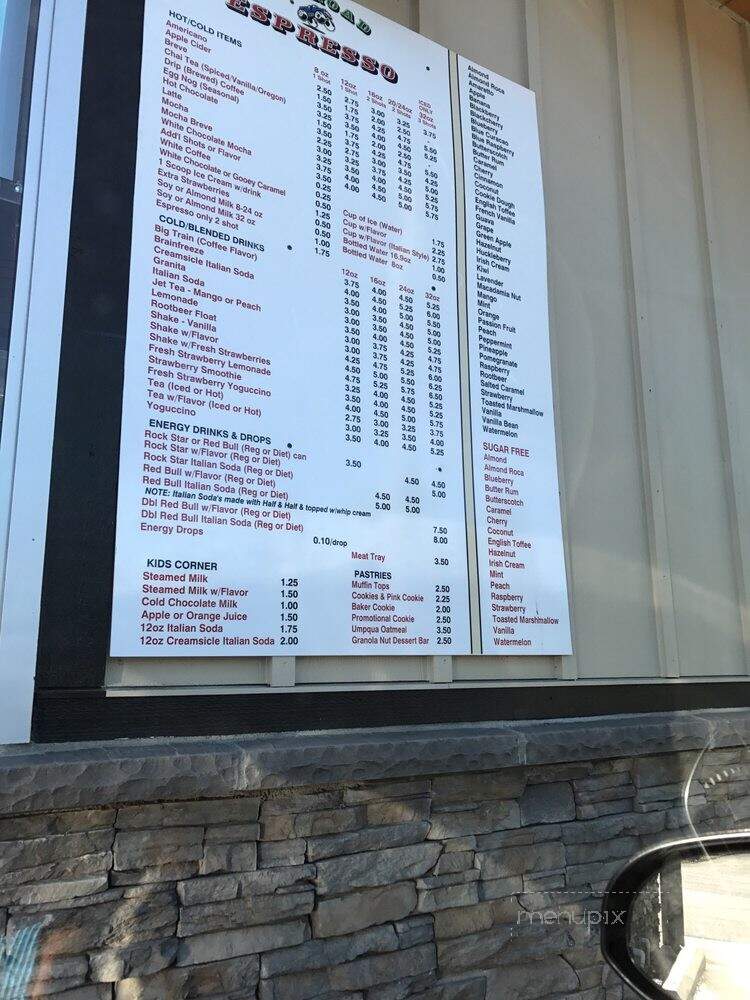Off Road Espresso - Tulalip, WA menu_pic
