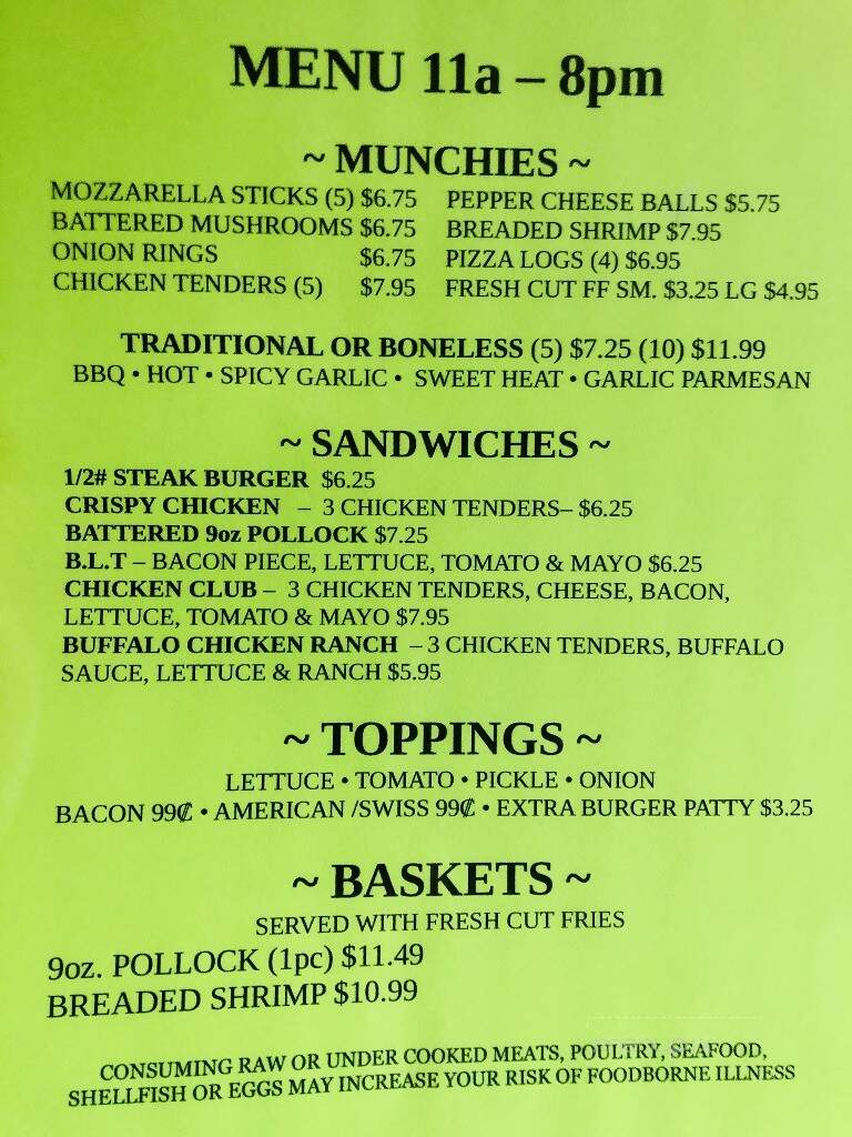 T V Tavern - Mineral City, OH menu_pic