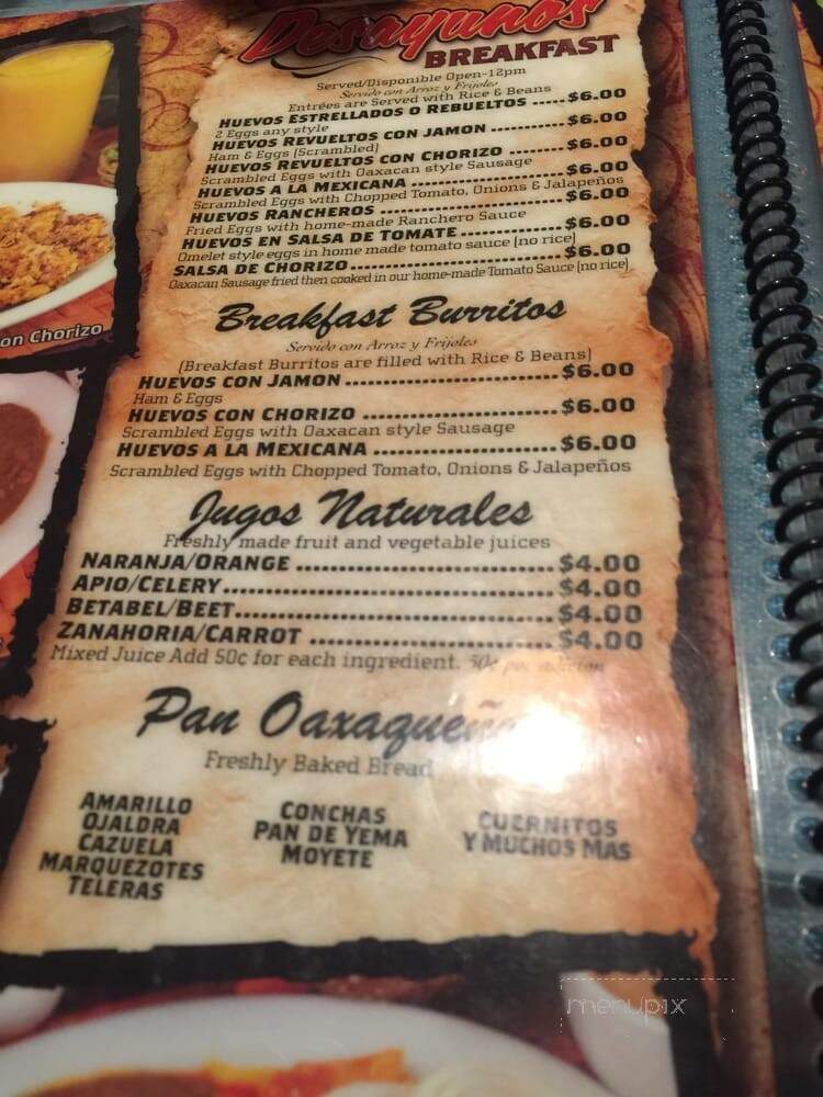 El Sazon Oaxaqueno - Los Angeles, CA menu_pic