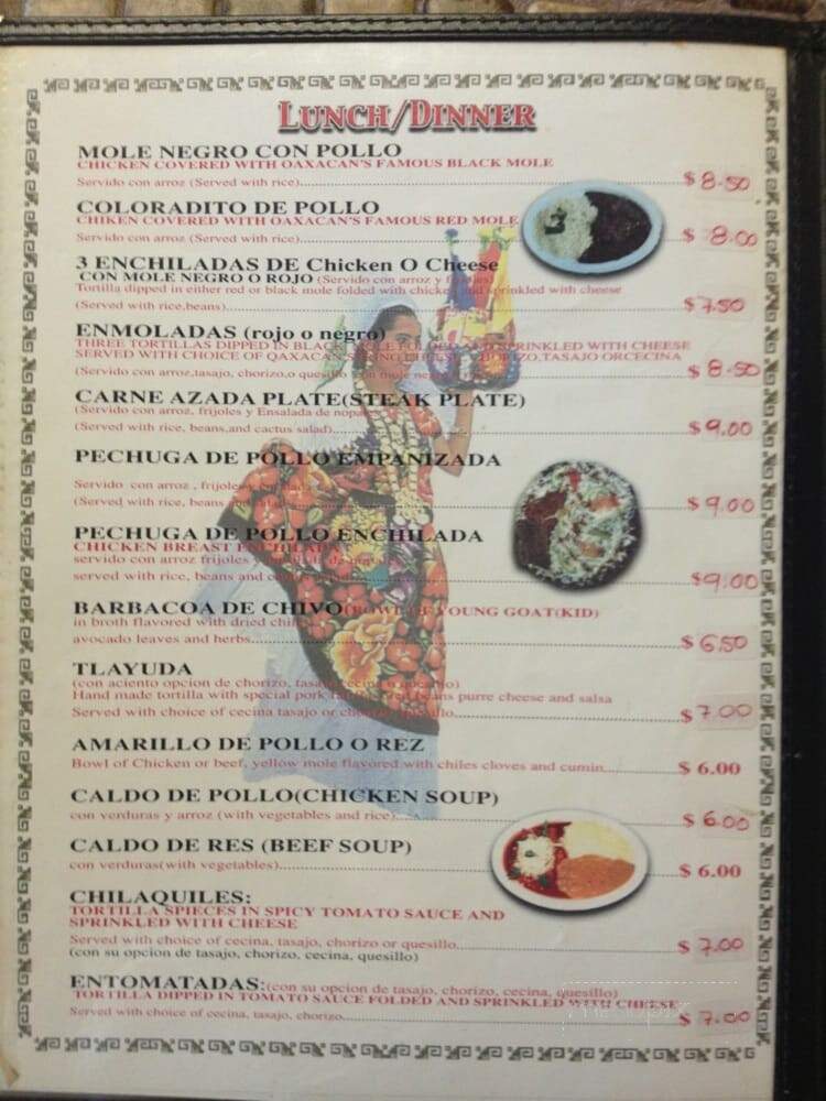 El Sazon Oaxaqueno - Los Angeles, CA menu_pic