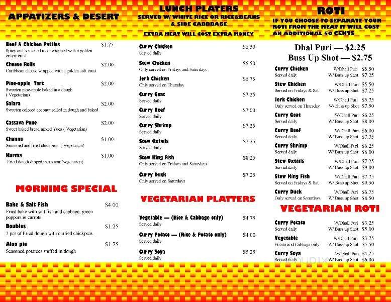 Taste the Caribbean Masha's and Harry's - Jersey City, NJ menu_pic
