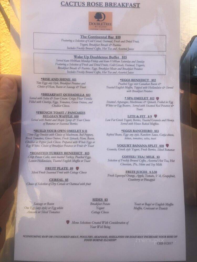 Cactus Rose Restaurant - Tucson, AZ menu_pic