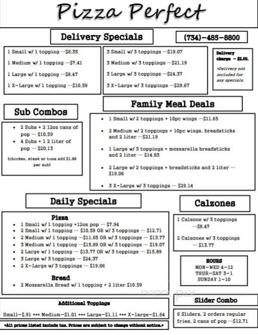 Pizza Perfect - Ypsilanti, MI menu_pic