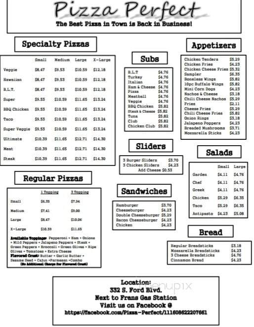 Pizza Perfect - Ypsilanti, MI menu_pic