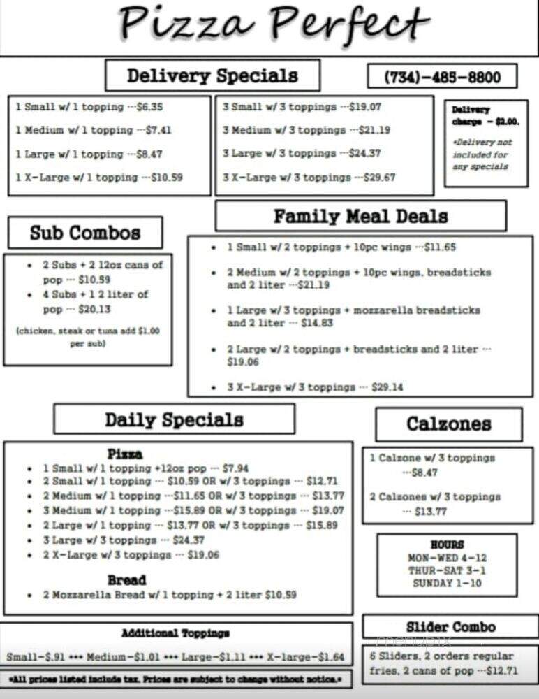 Pizza Perfect - Ypsilanti, MI menu_pic
