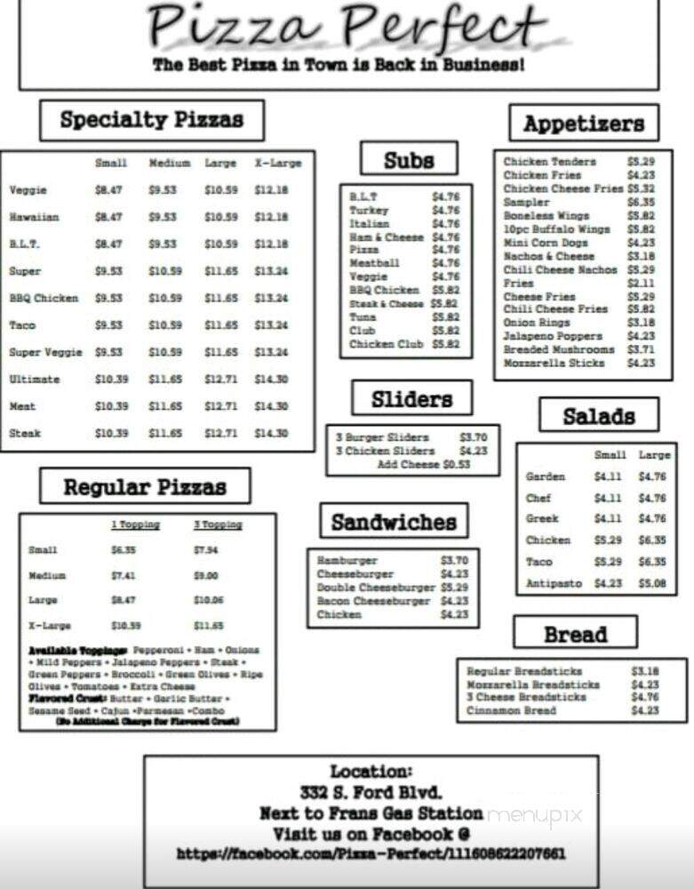 Pizza Perfect - Ypsilanti, MI menu_pic