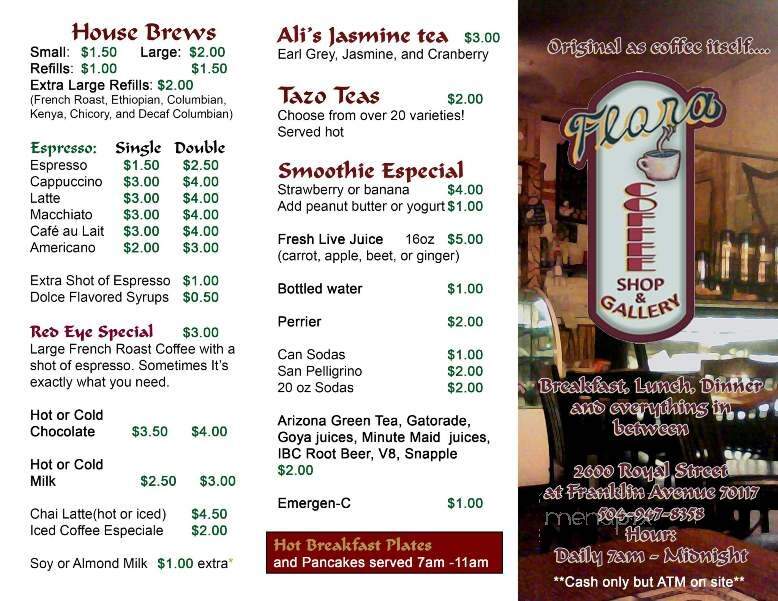 Flora Gallery & Coffee Shop - New Orleans, LA menu_pic