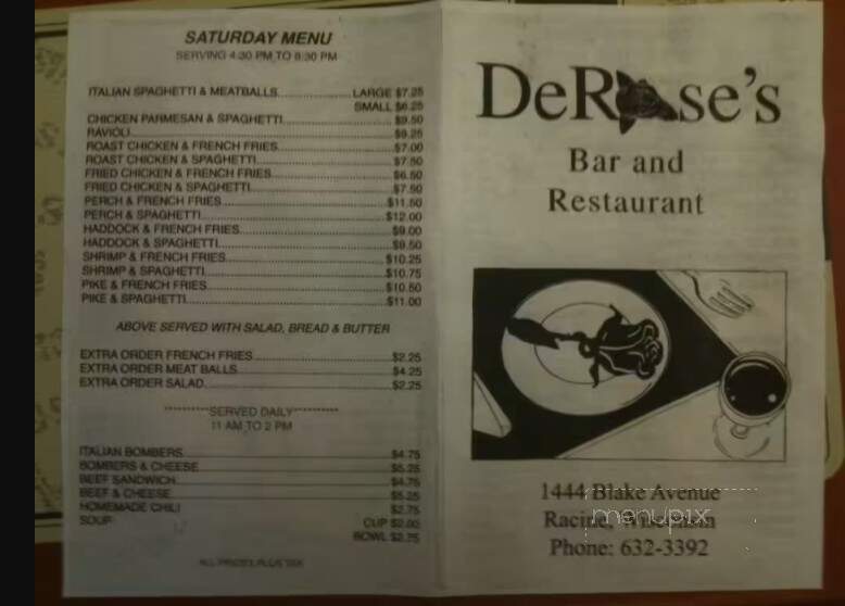 De Rose Bar - Racine, WI menu_pic
