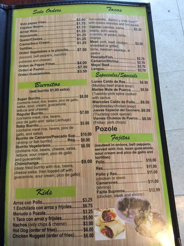 La Paloma - San Bruno, CA menu_pic