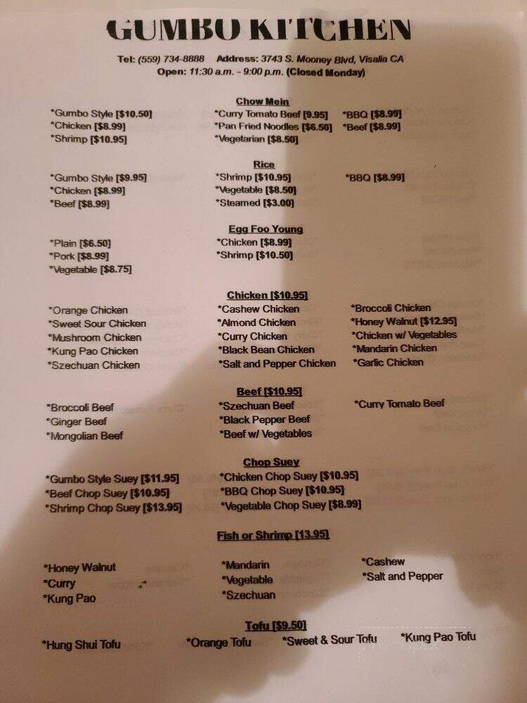 Gumbo Kitchen Chinese Food - Visalia, CA menu_pic