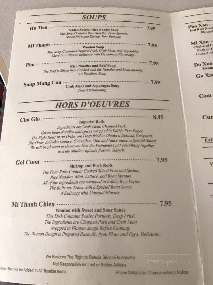 Nam's Red Door Vietnamese - San Pedro, CA menu_pic