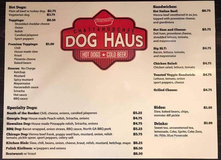 Chattahoochee Dog Haus - Helen, GA menu_pic