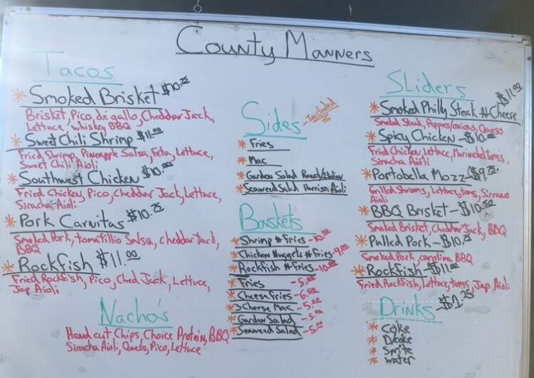 County Manners - Indian Head, MD menu_pic