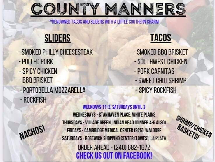 County Manners - Indian Head, MD menu_pic