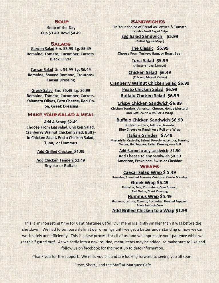 Marquee cafe - Providence, RI menu_pic