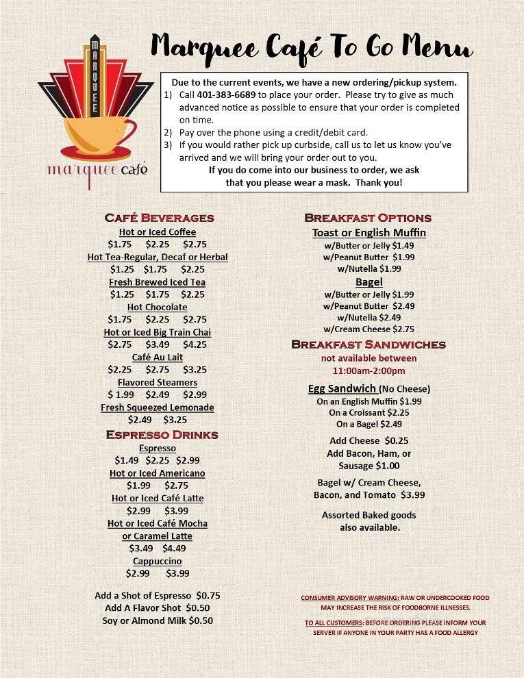 Marquee cafe - Providence, RI menu_pic