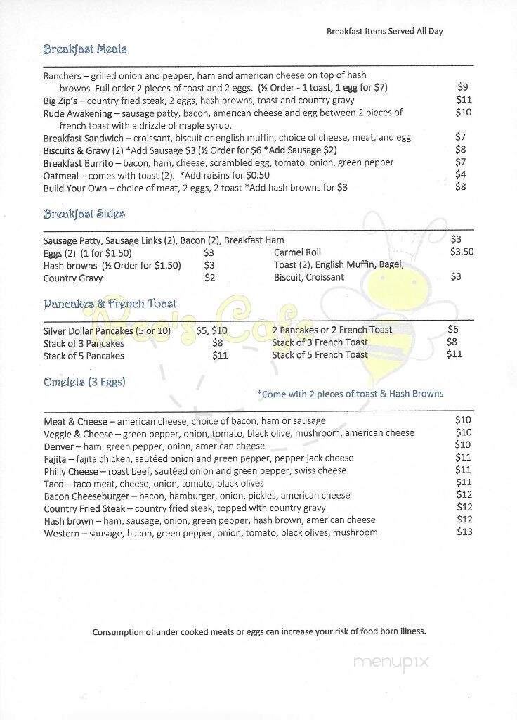 Bee's Cafe - Hazen, ND menu_pic