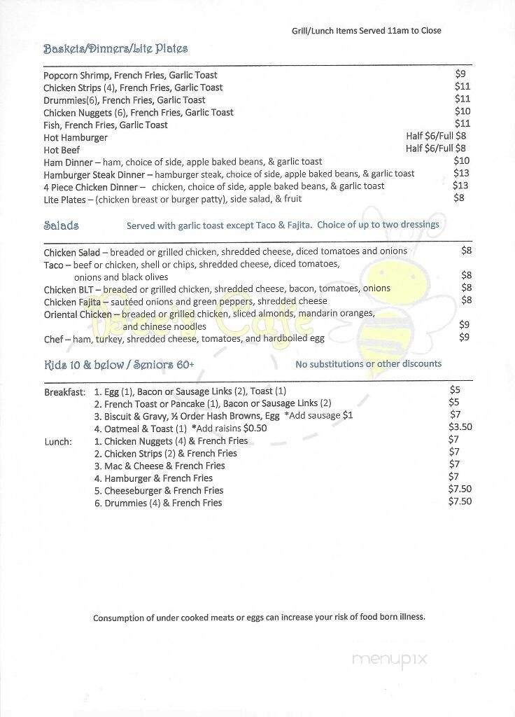 Bee's Cafe - Hazen, ND menu_pic