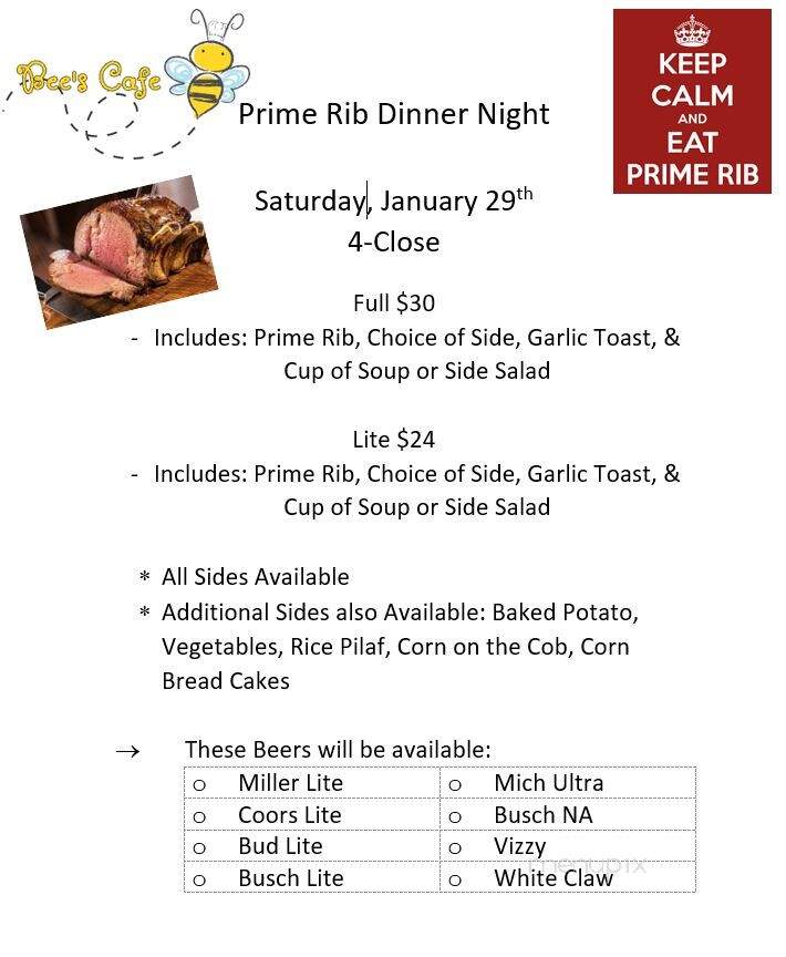 Bee's Cafe - Hazen, ND menu_pic