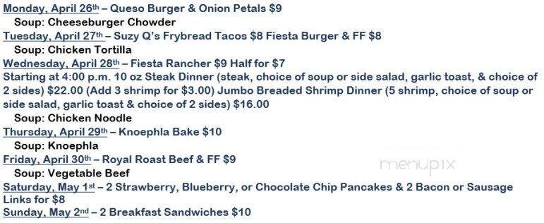 Bee's Cafe - Hazen, ND menu_pic