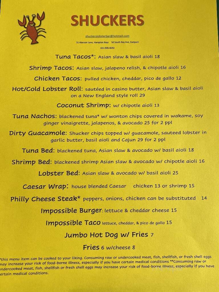 Shuckers - Eastport, NY menu_pic
