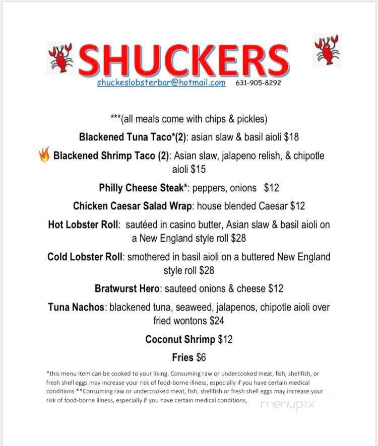 Shuckers - Eastport, NY menu_pic