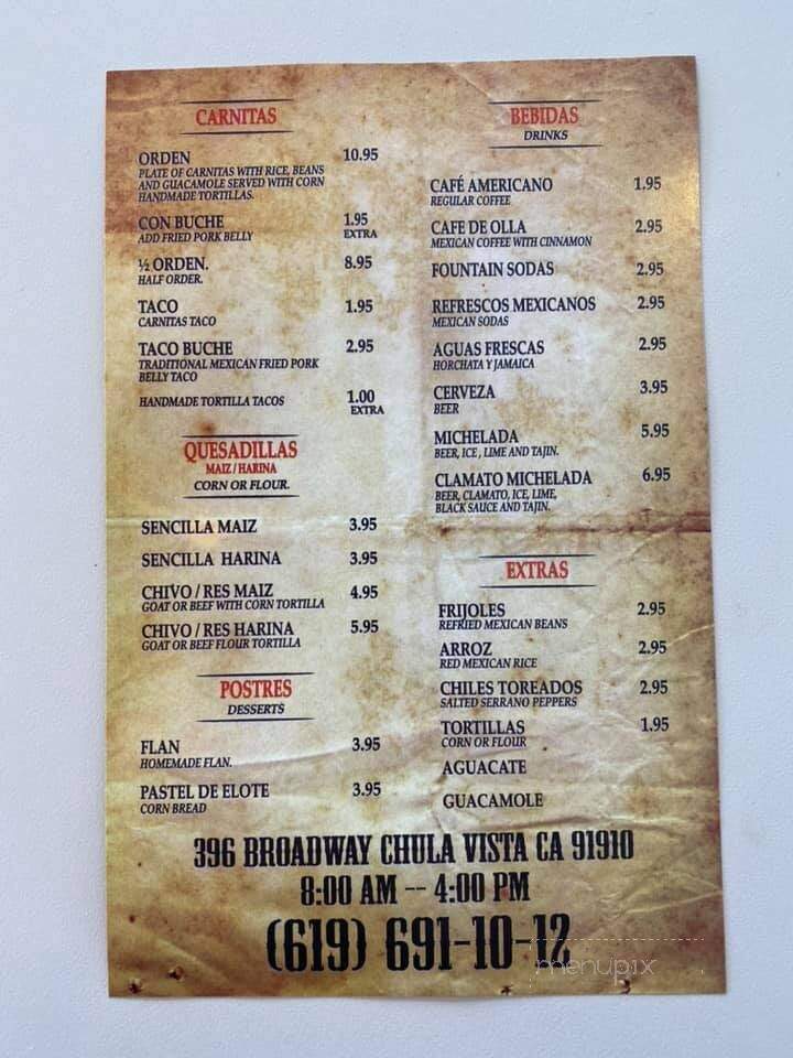 Birrieria Y Menuderia Guadalajara - Escondido, CA menu_pic