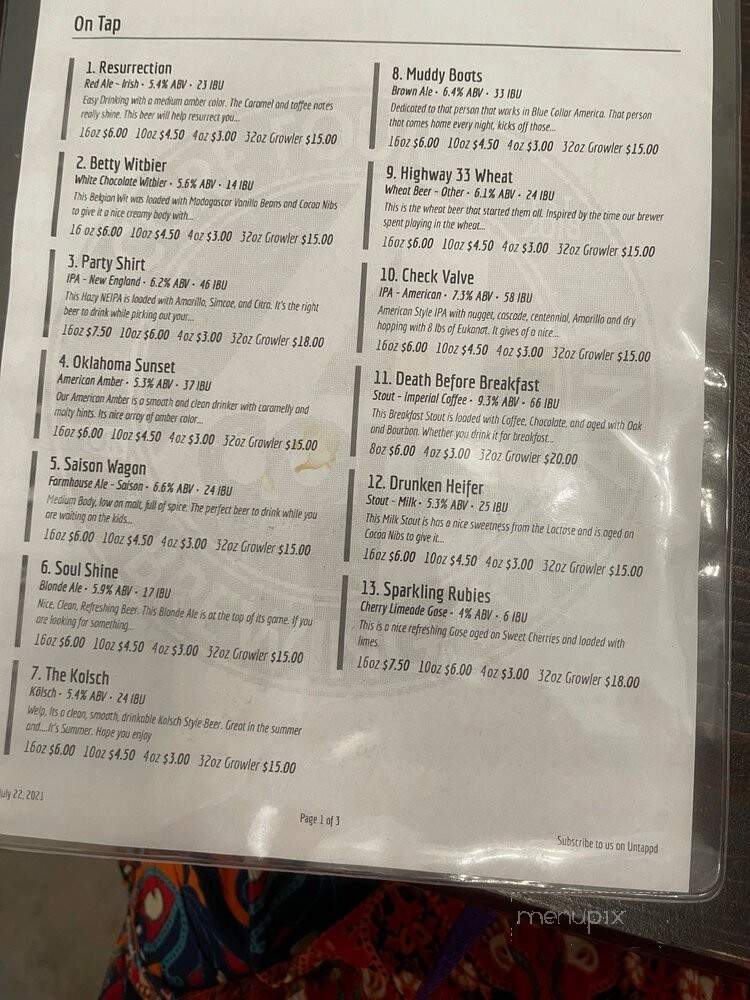 Core4 Brewing - Oklahoma City, OK menu_pic
