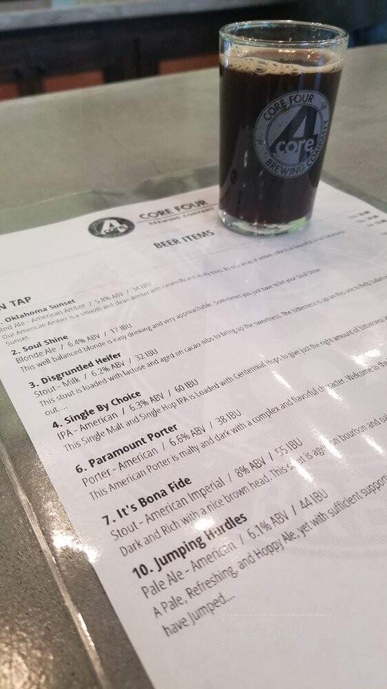 Core4 Brewing - Oklahoma City, OK menu_pic
