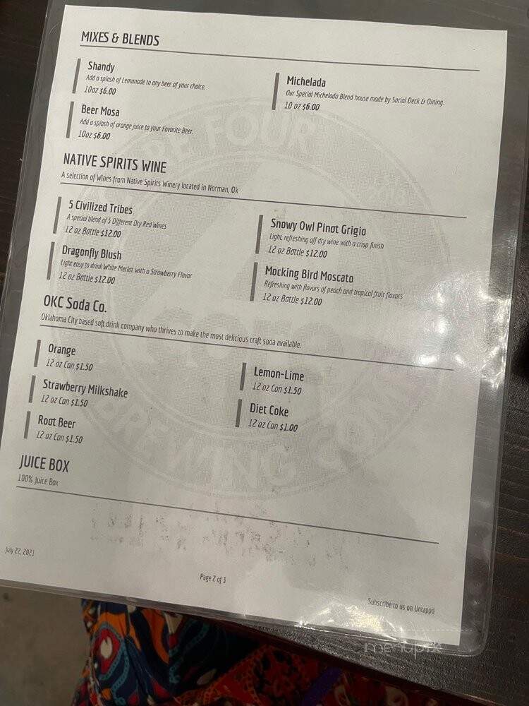 Core4 Brewing - Oklahoma City, OK menu_pic