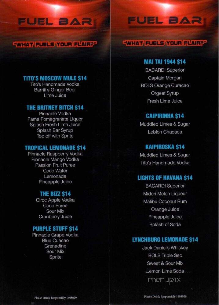 Fuel Bar - Las Vegas, NV menu_pic