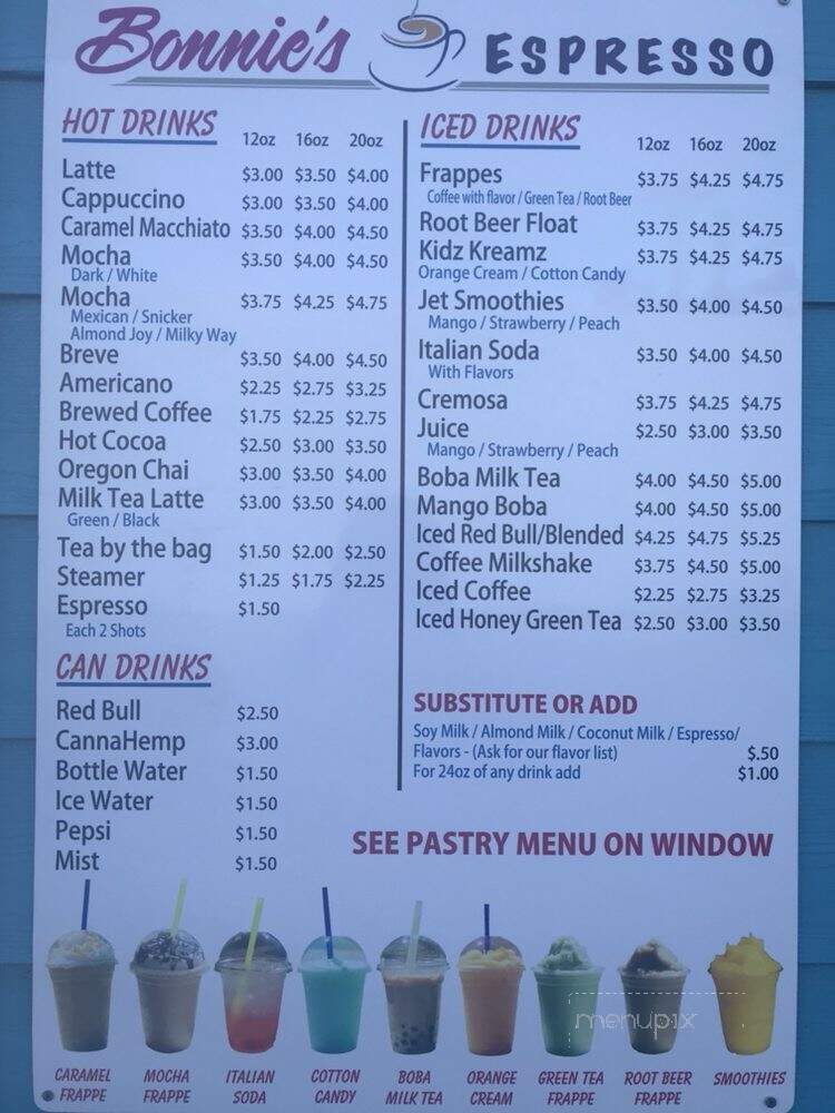 Bonnie's Espresso - Newport, OR menu_pic