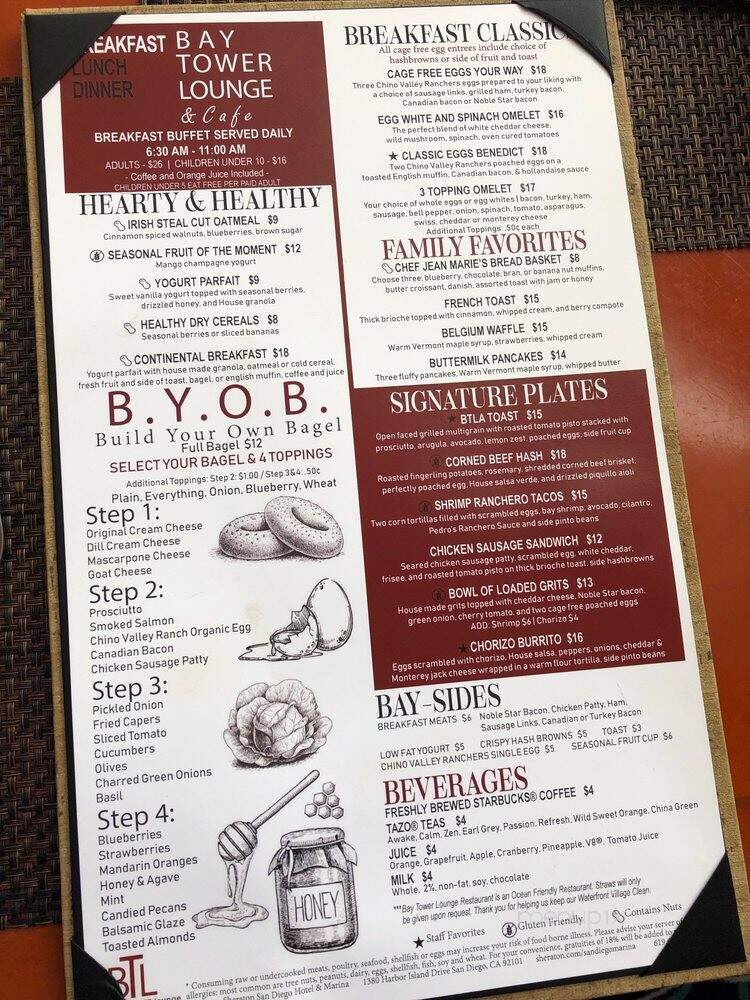 Bay Tower Lounge - San Diego, CA menu_pic