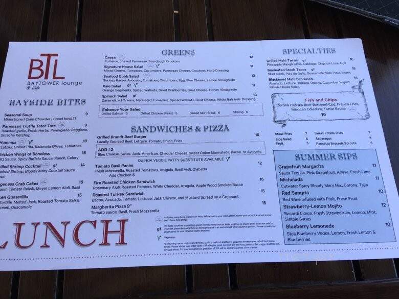 Bay Tower Lounge - San Diego, CA menu_pic
