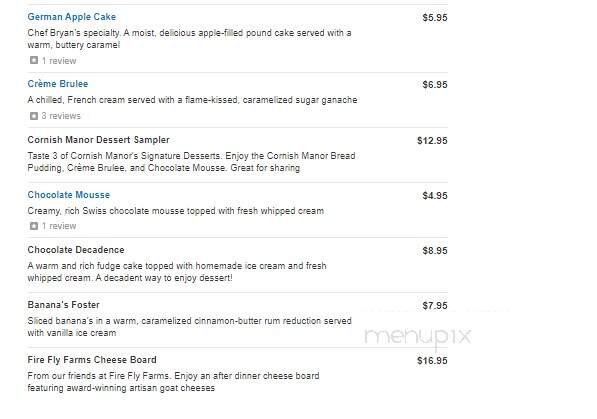 Cornish Manaor - Oakland, MD menu_pic