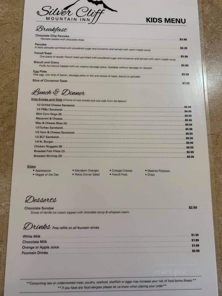 Silver Clff Mountain Inn - Silver Cliff, CO menu_pic