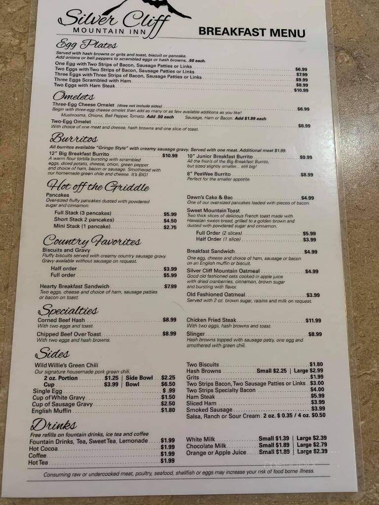 Silver Clff Mountain Inn - Silver Cliff, CO menu_pic