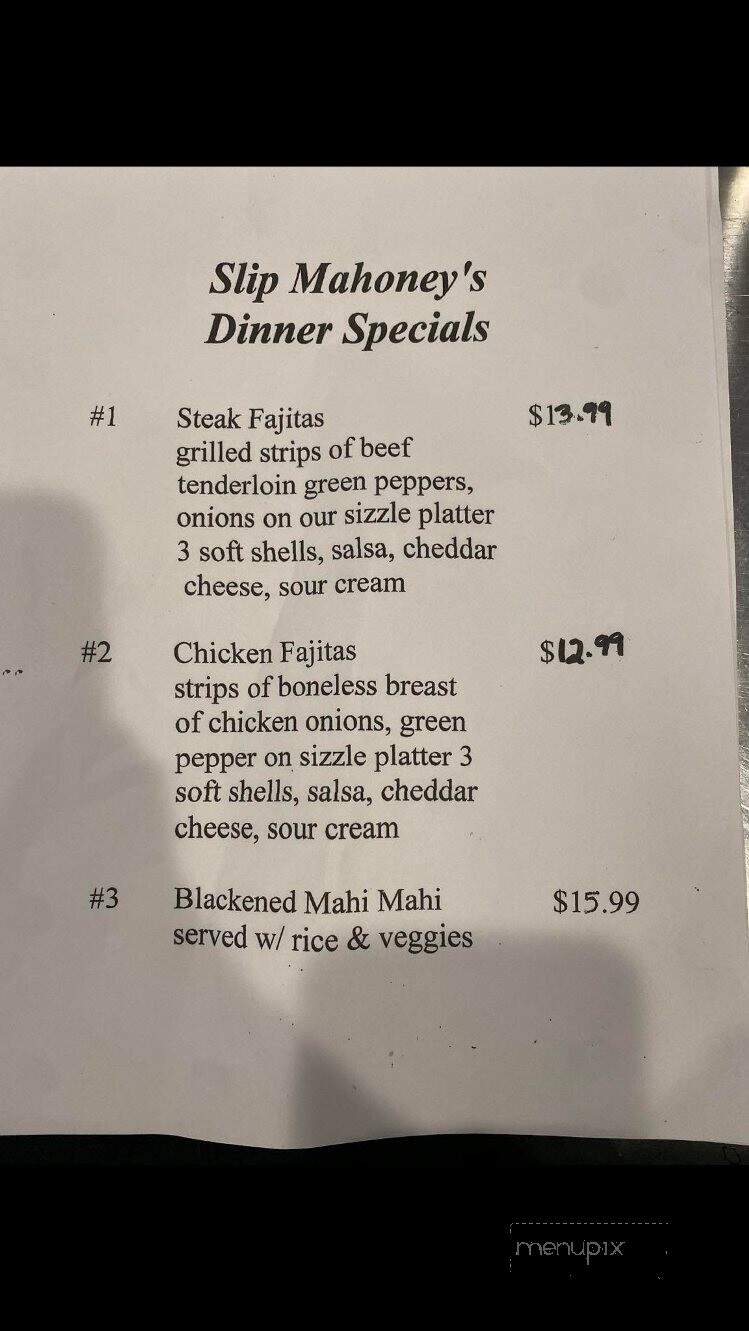 Slip Mahoney's - Riverview, MI menu_pic